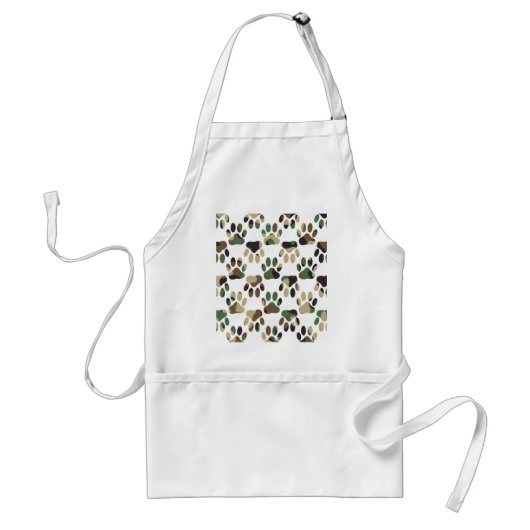 Camo Pattern Dog Paw Print Standaard Schort (Voorkant)