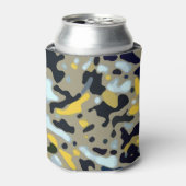 Camo Pattern - Geel White Beige Blue Black Blikjeskoeler (Blikje Voorkant)