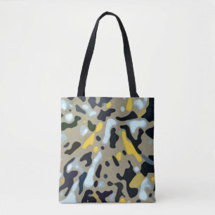 Camo Pattern - Geel White Beige Blue Black Draagtas