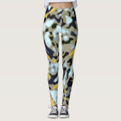 Camo Pattern - Geel White Beige Blue Black Leggings (Voorkant)