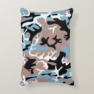 Camo Pattern - Grayish Red Blue Black Accent Kussen