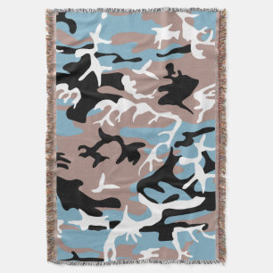 Camo Pattern - Grayish Red Blue Black Deken