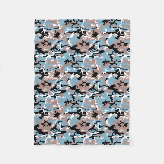 Camo Pattern - Grayish Red Blue Black Fleece Deken (Voorkant)