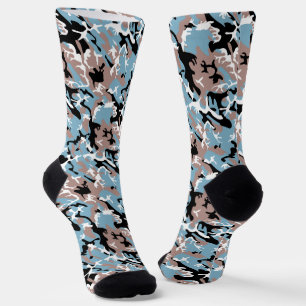 Camo Pattern - Grayish Red Blue Black Sokken