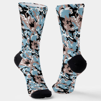 Camo Pattern - Grayish Red Blue Black Sokken