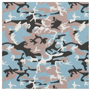 Camo Pattern - Light Brown Blue White Stof
