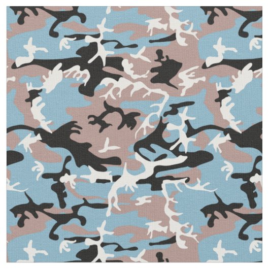 Camo Pattern - Light Brown Blue White Stof (Close Up)