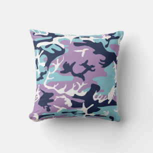 Camo Pattern - Paarse marine Blue White Buitenkussen