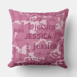 Camo Persoonlijke Kortere Naam Roze Kussen