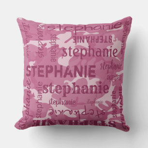 Camo Persoonlijke Langere Naam Roze Kussen
