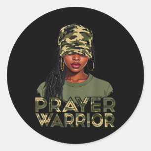 Camo Pet Prayer Warrior God Jesus Christelijk Blac Ronde Sticker