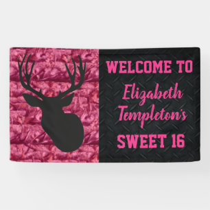 Camo Pink Sweet Sixteen Deer Hunting Banner