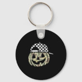 Camo Pumpkin Jack O Lantern Face Camouflage Hallow Sleutelhanger (Voorkant)