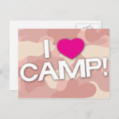 Camo rose J'AIME LE CAMP ! Carte postale (Devant / Derrière)