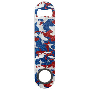 Camo rouge, blanc et bleu avec paillettes pour le