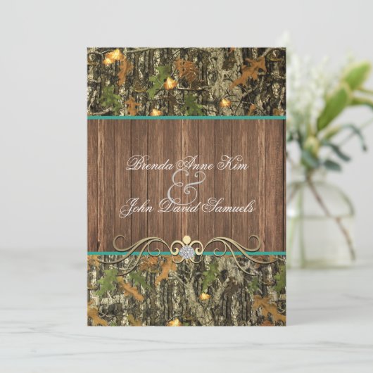 Camo Rustic Faire-part de mariage (Debout devant)