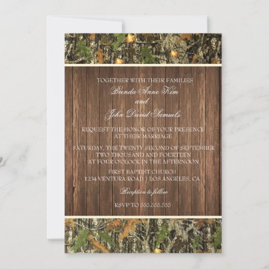 Camo Rustic Faire-part de mariage (Dos)