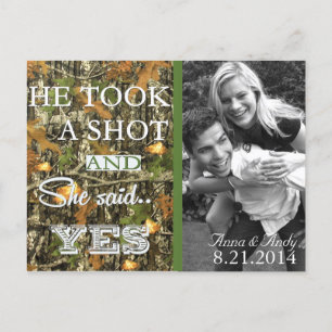 Camo Rustic verlaat Save the Date Wedding Briefkaa Aankondigingskaart