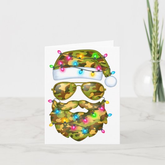 Camo Santa Claus Sungles Camouflage Funny Xmas Lig Kaart (Voorkant)