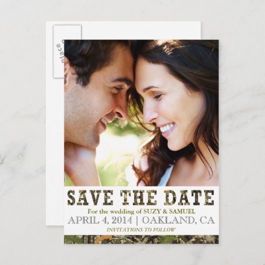 Camo Sla het Briefkaart van de datumaankondiging o (Voorkant / Achterkant)