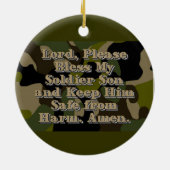 Camo Soldier Son Prayer Ceramic Ornament (Achterkant)