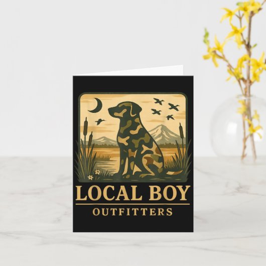 Camo Southern Local Boy Duck Hunting Black Lab Out Kaart (Gele Bloem)