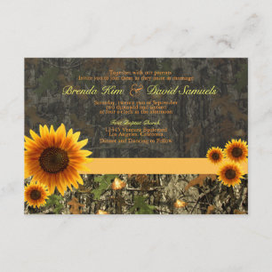 Camo Sunflower Wedding Invitation Kaart