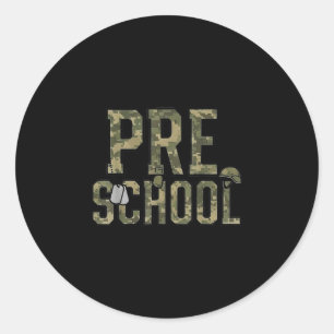 Camo team peutersquad terug naar school leerkracht ronde sticker