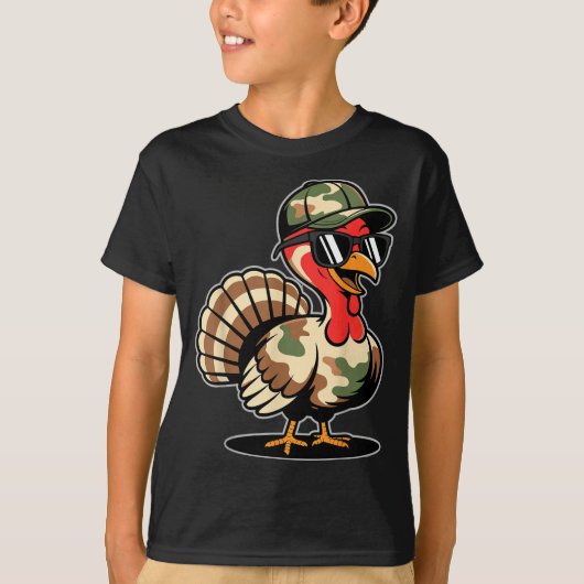 Camo Turkey Day Hunting Fall Thanksgiving  T-shirt (Voorkant)