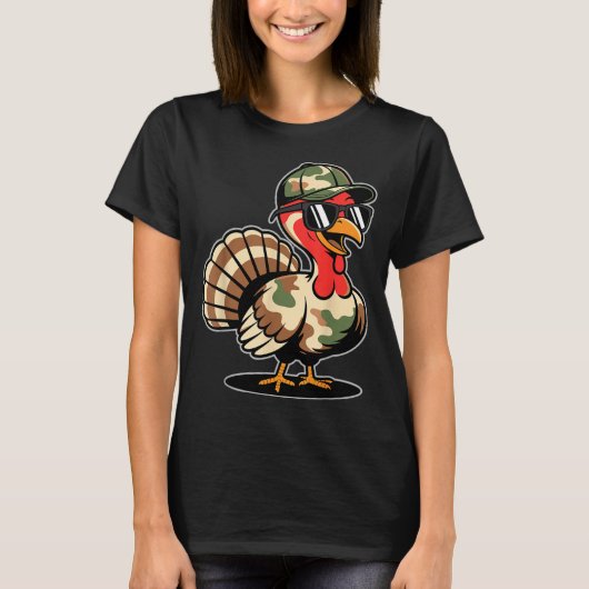 Camo Turkey Day Hunting Fall Thanksgiving  T-shirt (Voorkant)