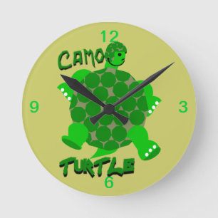 Camo Turtle Clock Ronde Klok