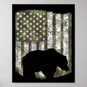 Camo US Flag Beer Grizzly camouflagejager Poster