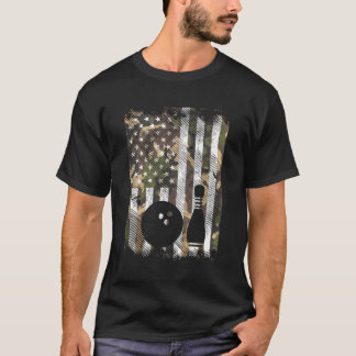 Camo US Flag Bowling Patriottische Bowler Mannen T-shirt
