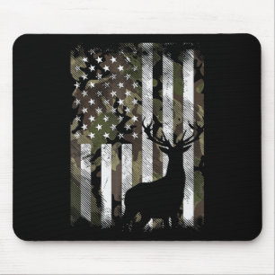 Camo US Flag Deer Elk Buck Camoflage Hunte Muismat