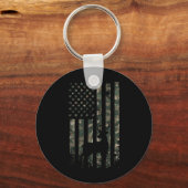Camo Us Flag Deer Elk Buck Camouflage Hunting Hunt Sleutelhanger (Voorkant)