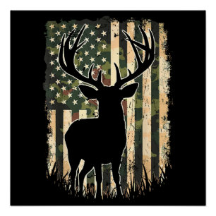 Camo US Vlag Heren Jagen Camouflage Hunter Perfect Poster