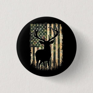 Camo US Vlag Heren Jagen Camouflage Hunter Ronde Button 3,2 Cm