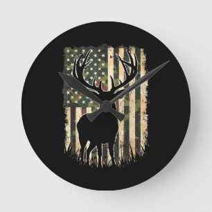Camo US Vlag Heren Jagen Camouflage Hunter Ronde Klok