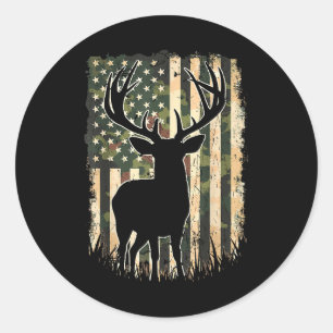Camo US Vlag Heren Jagen Camouflage Hunter Ronde Sticker