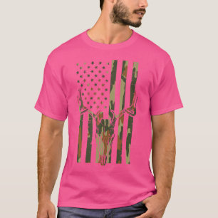 Camo US Vlag Herten Schedel Jagen Patriottische Ja T-shirt