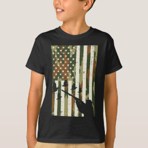 Camo US Vlag Kwartel Fazant Jagen Upland Hunt Pa T-shirt