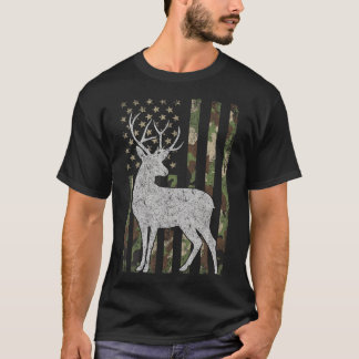 Camo Verenigde Staten Vlag Herten Elk Buck camoufl T-shirt