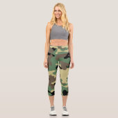 Camo Vert Haut-Taille Capri Leggings (Recto)