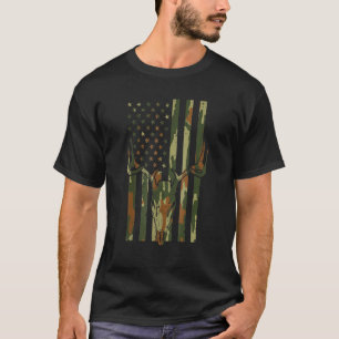 Camo VS Vlag Herten Schedel Vintage Jacht Patriott T-shirt