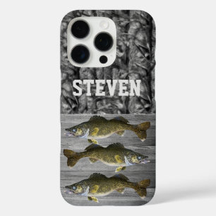 Camo Walleye Vist Naam Man Sportkool iPhone 16 Pro Hoesje