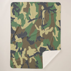 Camo Woodland Camouflage Sherpa Deken
