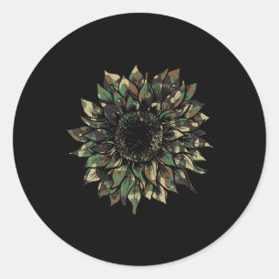 Camo Zonnebloem Hide Hunting Hippie Avontuur Natuu Ronde Sticker