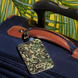 Camocamouflagepatroonmonogram initialen bagagelabel