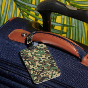 Camocamouflagepatroonmonogram initialen bagagelabel
