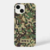 Camocamouflagepatroonmonogram initialen iPhone hoesje (Achterkant)